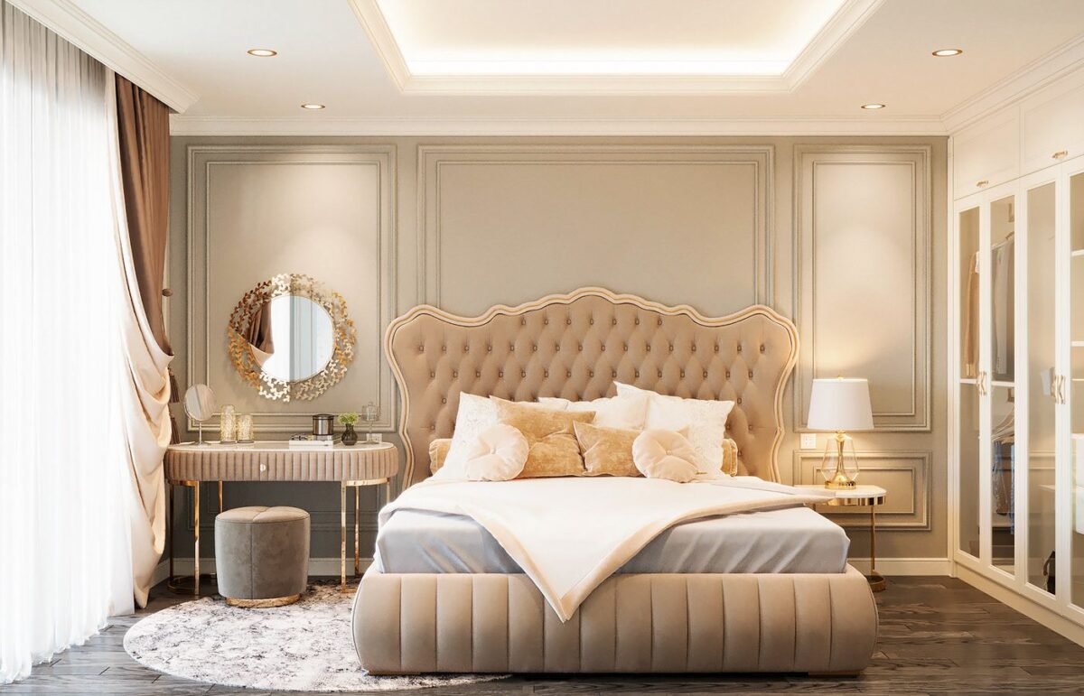 thiết kế nội thất phòng ngủ tân cổ điển