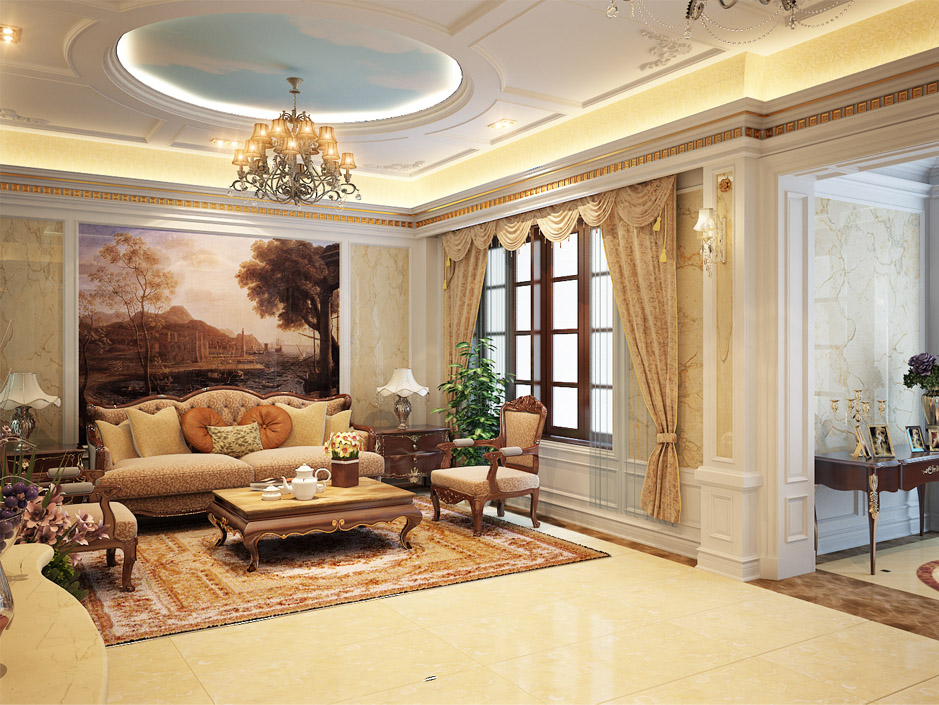 thiết kế phòng khách tân cổ điển