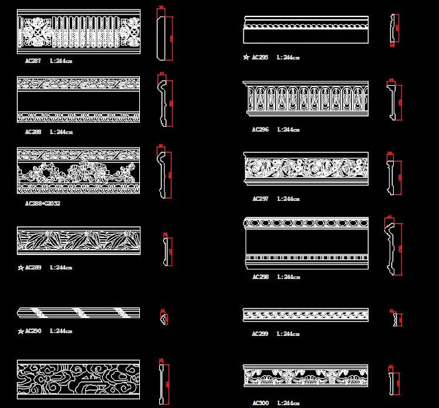 Thư viện file 3d phào chỉ, file cad mặt cắt phào chỉ
