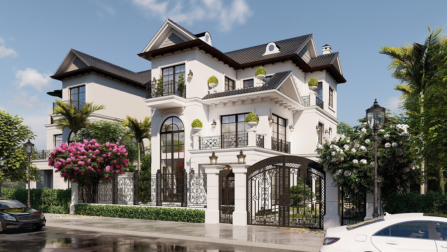 Mẫu thiết kế biệt thự kiểu Pháp đẹp