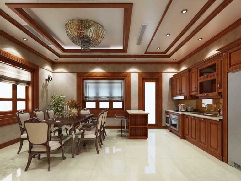Thiết kế nội thất biệt thự tân cổ điển gỗ tự nhiên