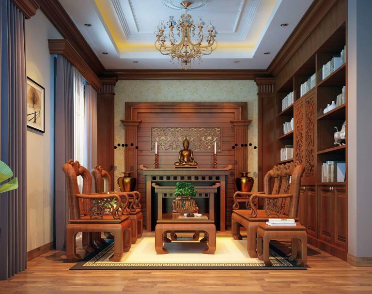 Thiết kế nội thất biệt thự tân cổ điển gỗ tự nhiên