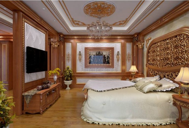 Thiết kế nội thất biệt thự tân cổ điển gỗ tự nhiên