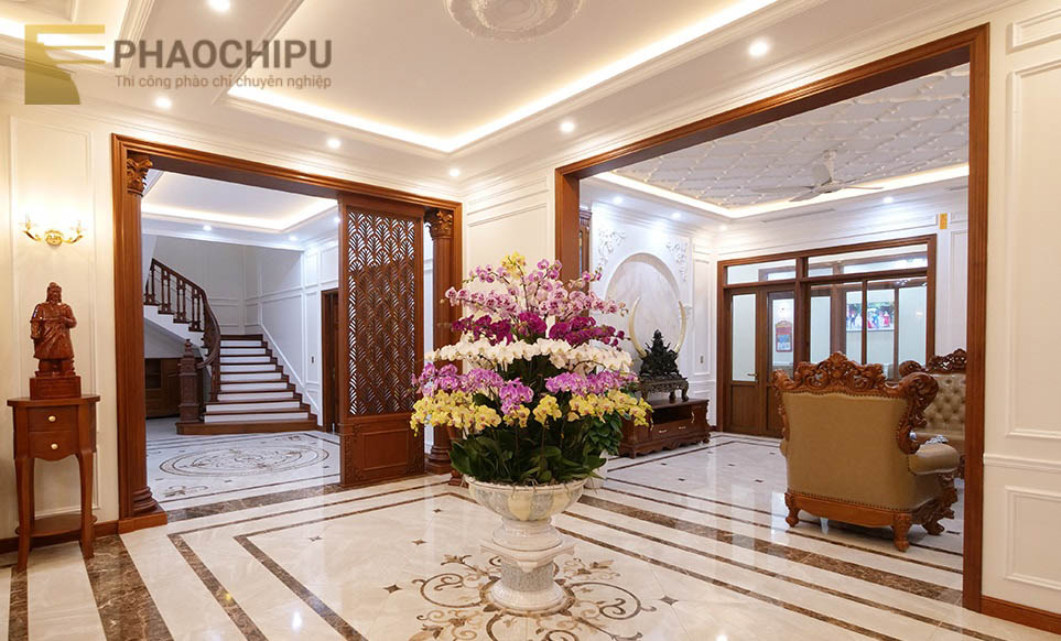 Thi công phào chỉ biệt thự anh Thanh - Vĩnh Phúc