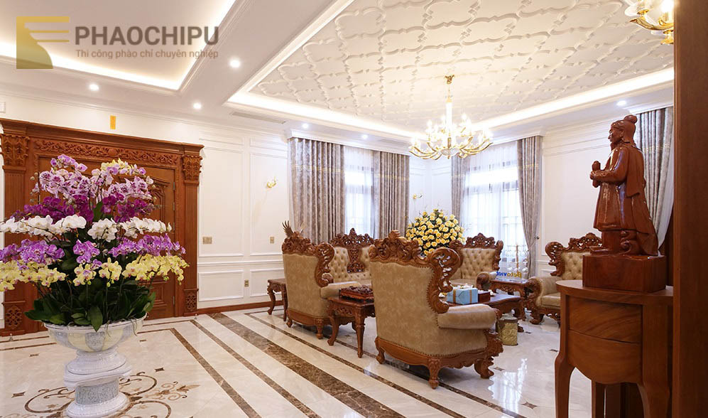 Thi công phào chỉ biệt thự anh Thanh - Vĩnh Phúc