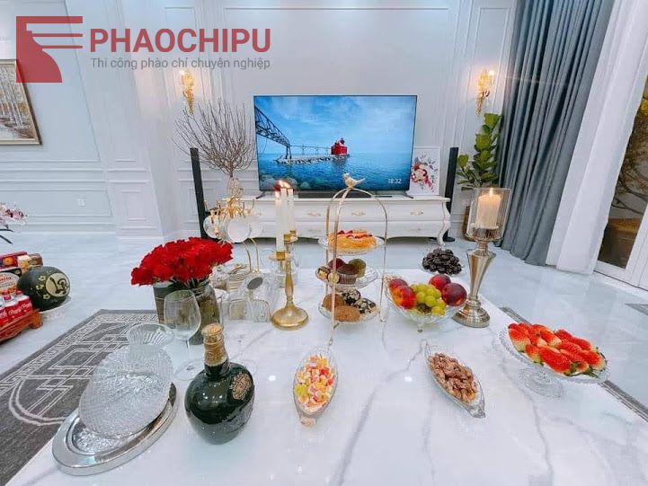 Thi công phào chỉ tân cổ điển Chị Hương - Hà Nội phào chỉ pu