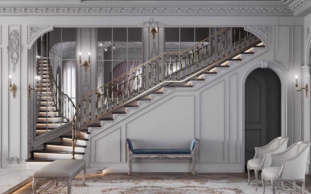 phào chỉ nhựa trang trí khu vực cầu thang